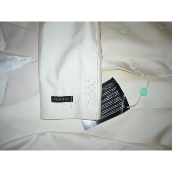 New NWT 54 Mens Tuxedo Suit Pants Jacket 44 Italy Valentino Cream White Designer - Picture 4 of 12